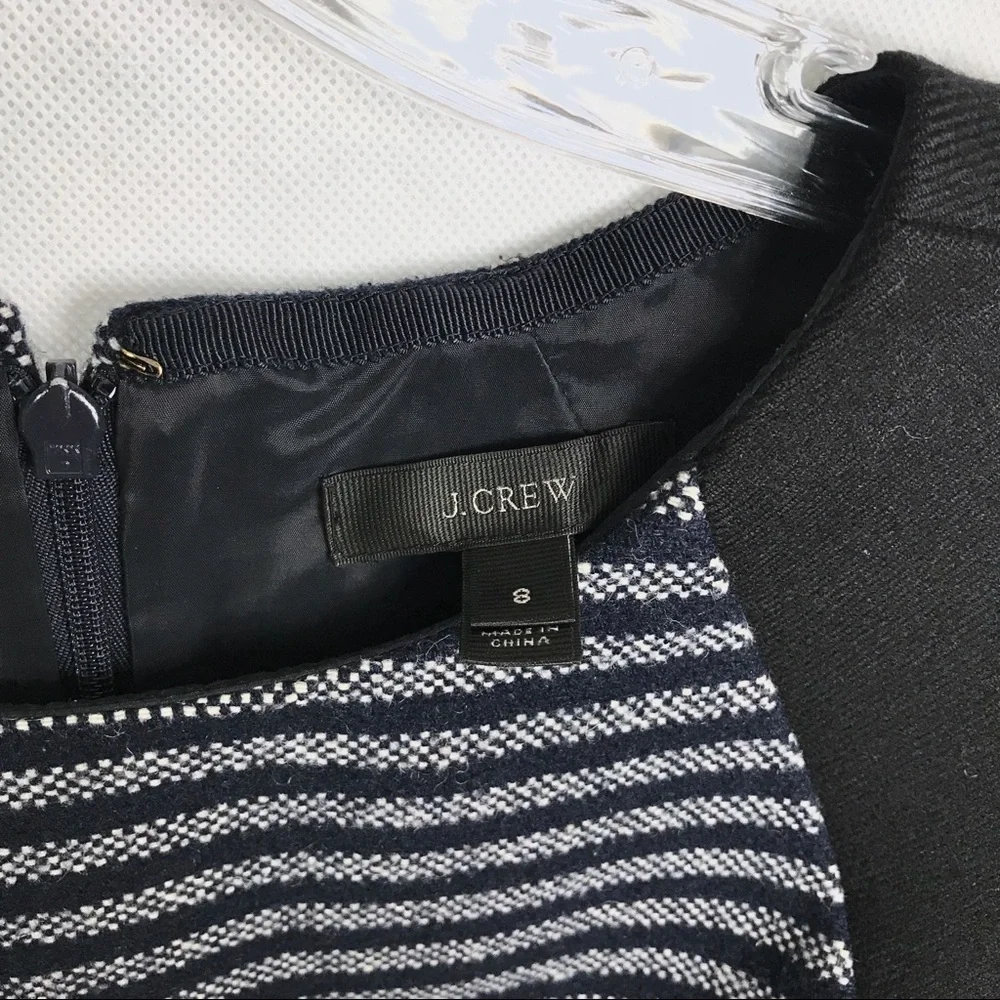 J. CREW Colorblock Stripe Tweed Blue Dress Size 8